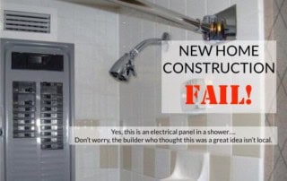 Electric shower with electrical panel for home construction failure.