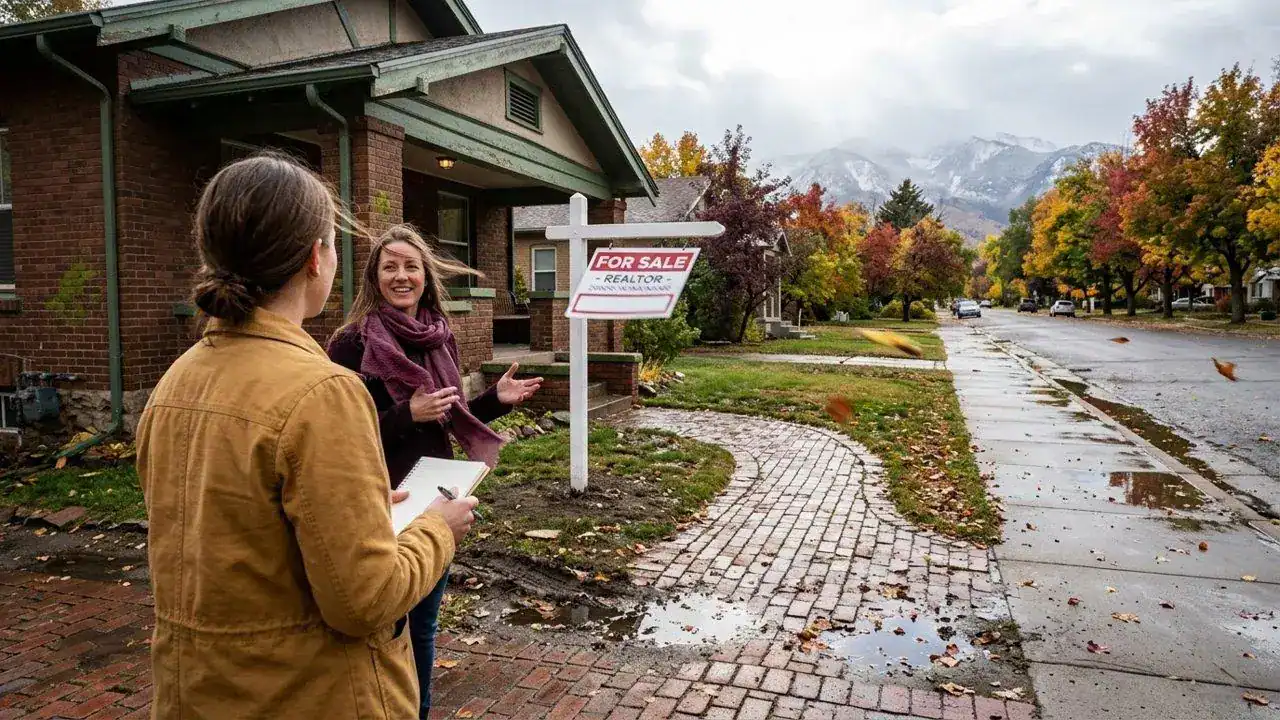 Home buyers outside a house for sale in Western Colorado in October, ready to negotiate house price